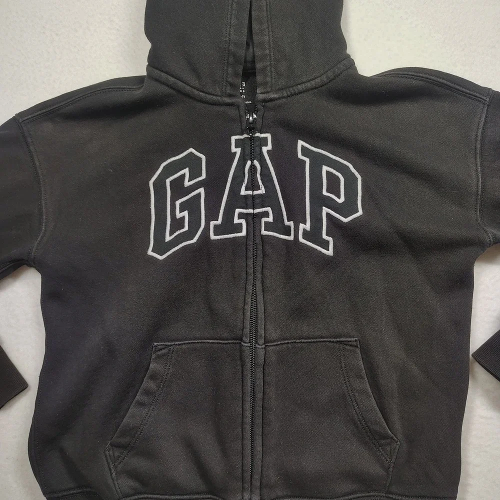 GAP Kids Boys Girls Black Arch Logo Full‎ Zip Hoodie Sweatshirt Size S 6-7